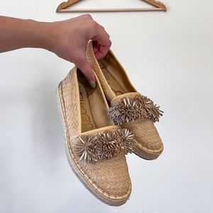 Sam Edelman Neutral Pom Pom Espadrilles